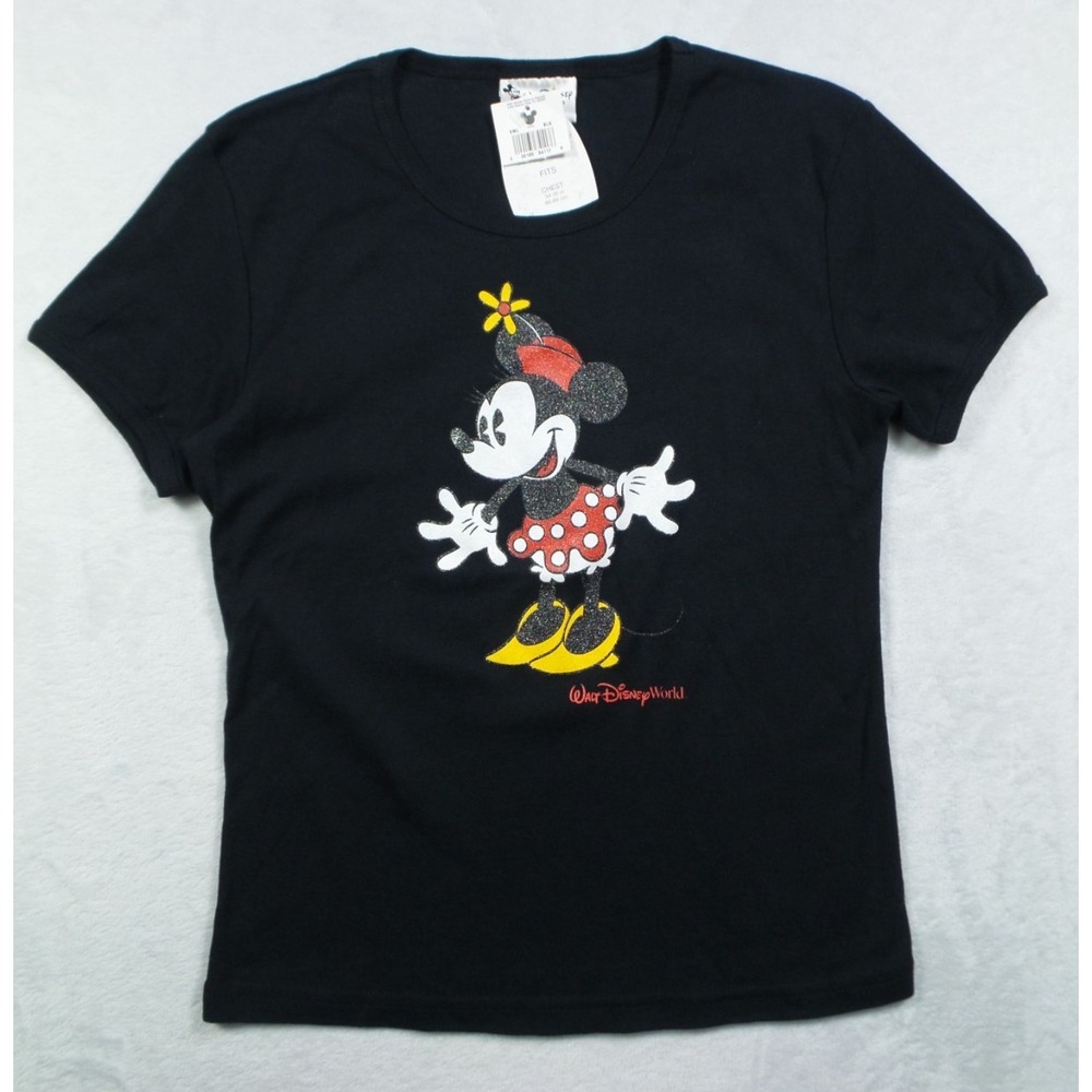 Vintage Walt Disney World Shirt Womens Size Small Black Minnie Short Sleeve NWT